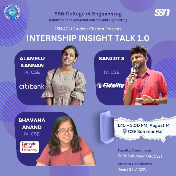 ACM - Internship Insights Talk Series 1.0 - 14th August, 2024